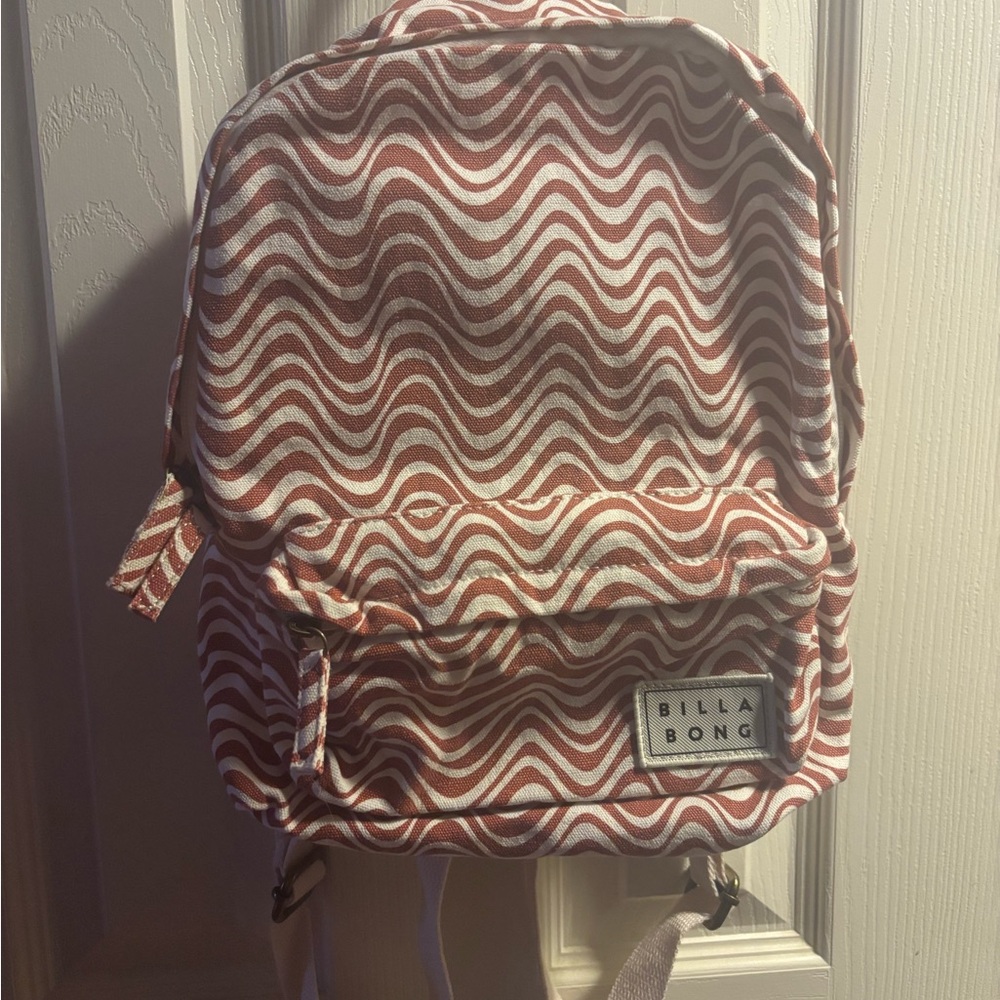 Billabong Red and White Wave Pattern Backpack